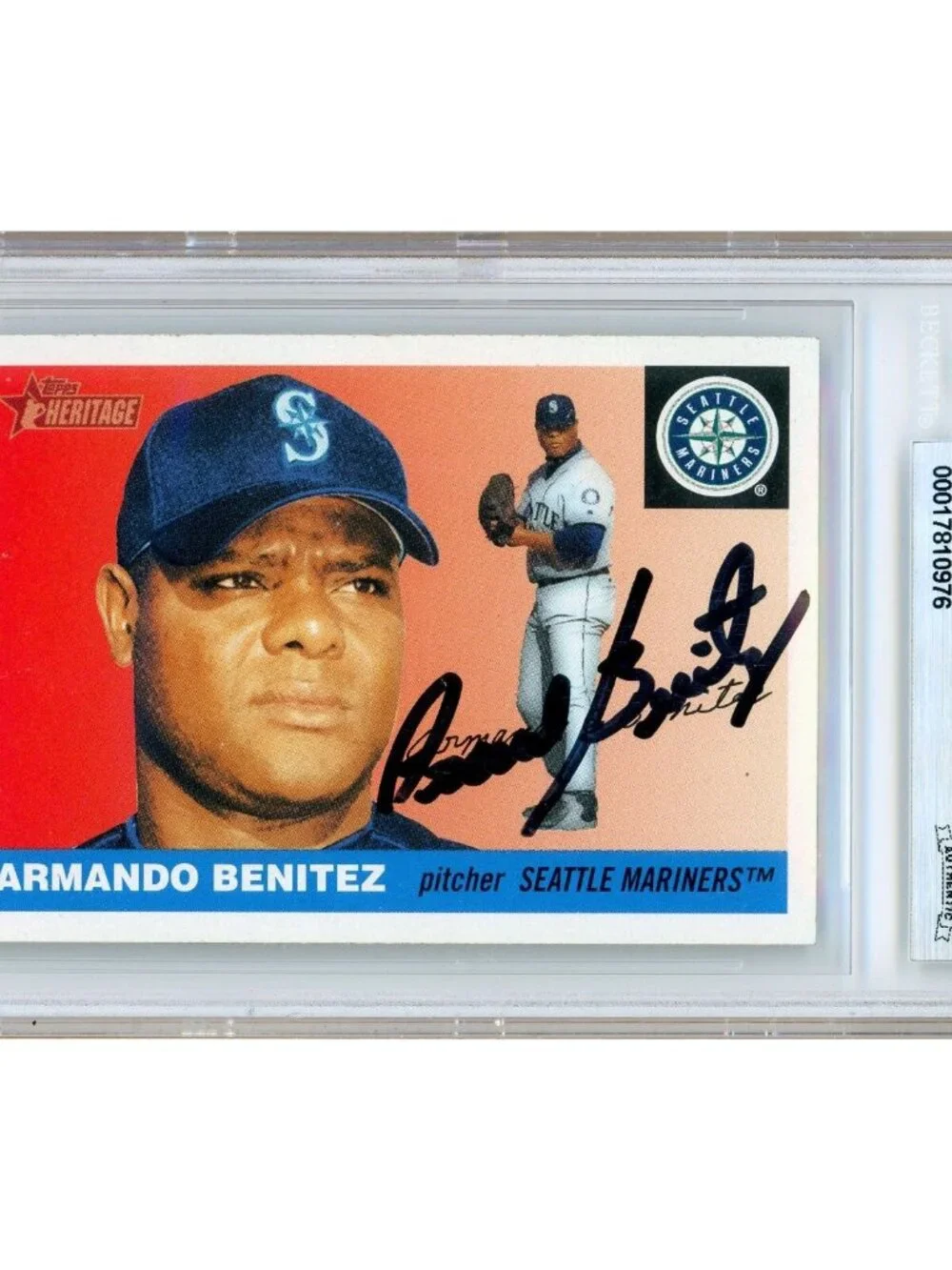 Armando Benitez Signed 2004 Topps Heritage #248 Mariners Card Beckett BAS Slab